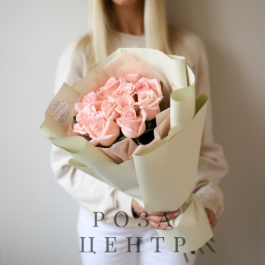 Нежно-розовые розы в нежном оформлении (11 шт) №1438