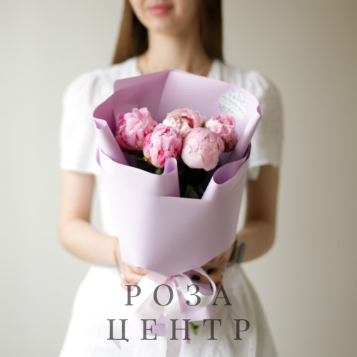 Пионы розовые в оформлении (5 шт) №1687 Пионы розовые в оформлении (5 шт) №1687