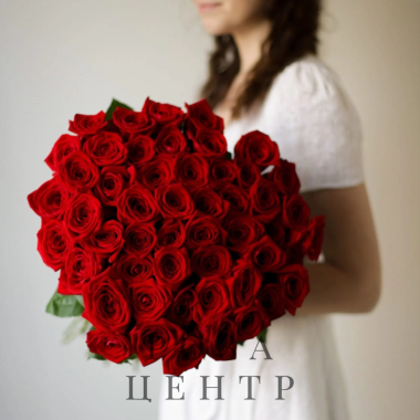 Розы красныев ленту (51 шт) №1725