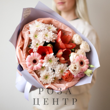 Осенний букет с рыжим амариллисом №1483