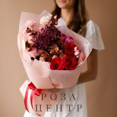 Яркий букет в бордовых тонах №1785